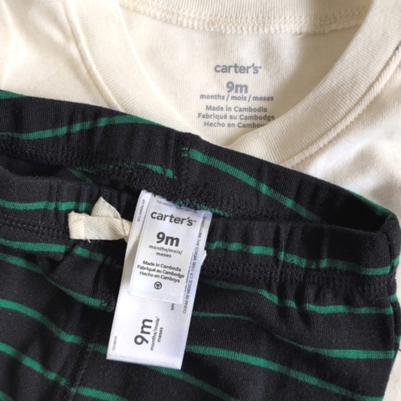 NEW carter's comfy cotton matching outfit set long sleeve & joggers 9 months boy - Picture 2 of 10